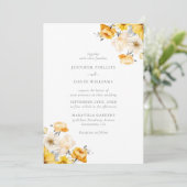 Peach and Yellow Minimalistisch Floral Wedding Einladung (Stehend Vorderseite)