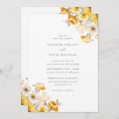Peach and Yellow Minimalistisch Floral Wedding Einladung (Vorne/Hinten)