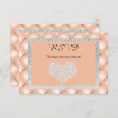 PEACH APRICOT HERZDIAMOND UAWG RESPONSE CARD RSVP KARTE (Vorne/Hinten)