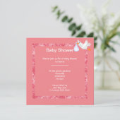 Peach Apricot Marmor Silver Baby Duschstorch Einladung (Stehend Vorderseite)