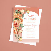 Peach Apricot Peony Baby Dusche Einladung