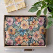 Peach Apricot und Mauve Floral Seidenpapier (Geschenk)