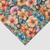 Peach Apricot und Mauve Floral Seidenpapier (Detail)