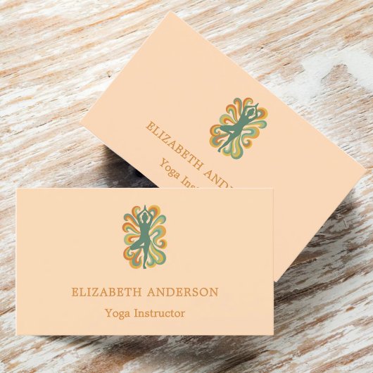 Peach apricot Yoga pose Instructor Visitenkarte