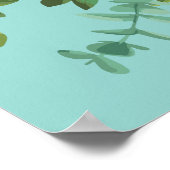 Peach Aqua Aquamarin Hochzeit Rose Blumenkohl Poster (Ecke)