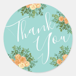 Peach Aqua Aquamarin Hochzeit Rose Blumenkohl Runder Aufkleber