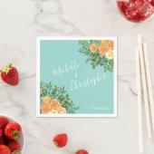 Peach Aqua Aquamarin Hochzeit Rose Blumenkohl Serviette (Beispiel)