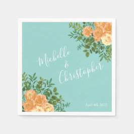 Peach Aqua Aquamarin Hochzeit Rose Blumenkohl Serviette