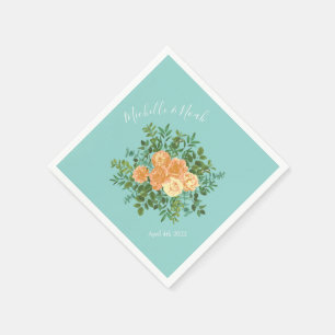 Peach Aqua Aquamarin Hochzeit Rose Blumenkohl Serviette