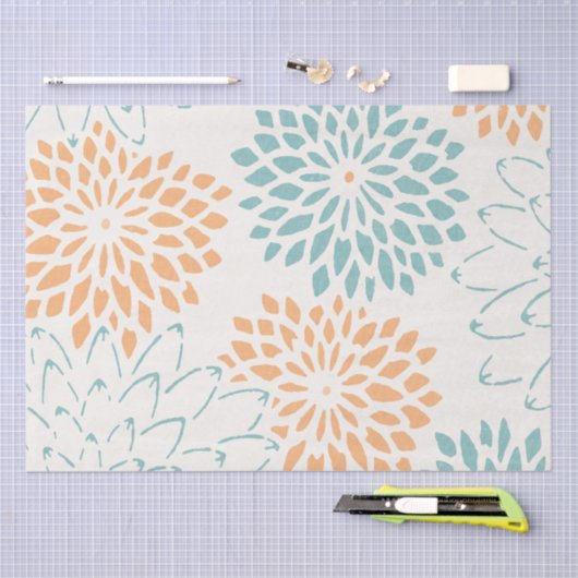 Peach Aqua Blütenblüten Seidenpapier (Handwerk)