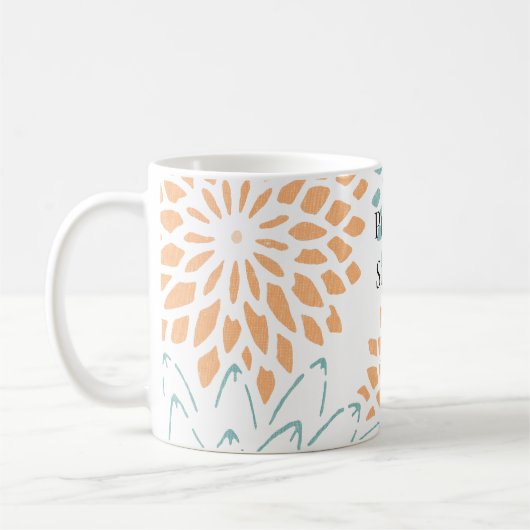 Peach Aqua Floral Blossoms Joem Gedicht Kaffeetasse (Links)