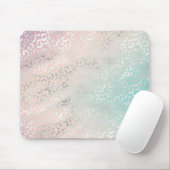 Peach Aqua Gefärbte Krawatte Silver Leopard Print Mousepad (Mit Mouse)
