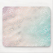 Peach Aqua Gefärbte Krawatte Silver Leopard Print Mousepad (Vorne)