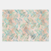 Peach Aqua Green Tropical Blätter (Vorderseite 2)