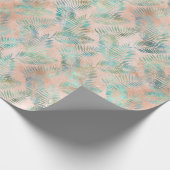 Peach Aqua Green Tropical Blätter Geschenkpapier (Ecke)