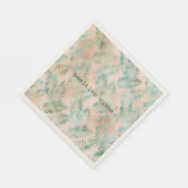 Peach Aqua Green Tropical Blätter Serviette (Ecke)