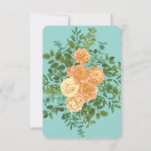 Peach & Aqua Peony Rose Floral Wedding Rett Datum Einladung (Rückseite)
