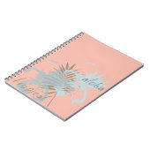 Peach Aqua Tropical Aloha Blume Notizblock (Linke Seite)