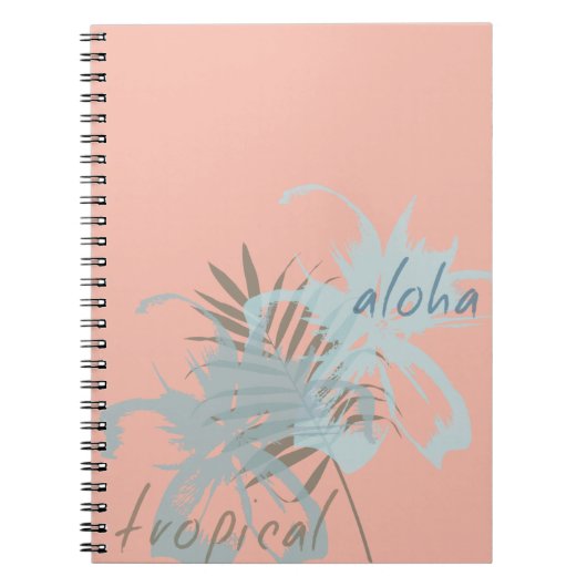 Peach Aqua Tropical Aloha Blume Notizblock (Vorderseite)