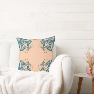 Peach Aquamarin Art Nouveau Kissen