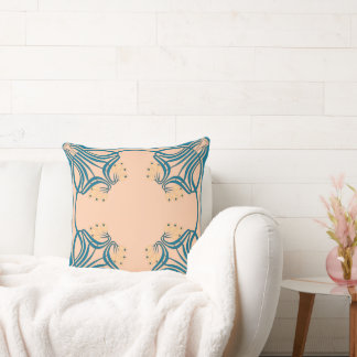 Peach Aquamarin Art Nouveau Kissen
