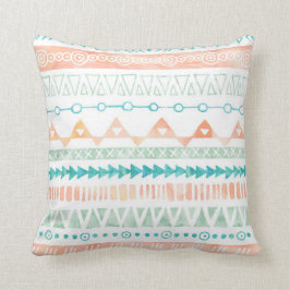 Peach Aquamarin Minze Watercolor Tribal Kissen