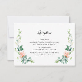 Peach Aquarell Bloral Hochzeitskarte RSVP Karte
