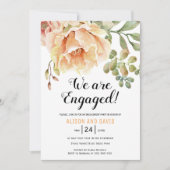 Peach Aquarell Blumen Hochzeitsfeier Einladung (Vorderseite)