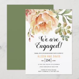 Peach Aquarell Blumen Hochzeitsfeier Einladung