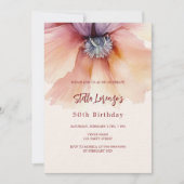 Peach Aquarell Blumen Luxus Geburtstag Einladung (Vorderseite)