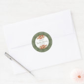 Peach Aquarell Brautparty Sage Green Runder Aufkleber (Umschlag)