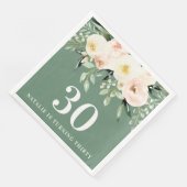 Peach Aquarellblüte 30. Geburtstag Gastgeschenk Serviette (Ecke)
