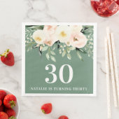 Peach Aquarellblüte 30. Geburtstag Gastgeschenk Serviette (Beispiel)