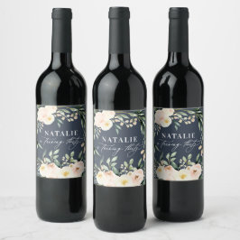 Peach Aquarellblüte 30. Geburtstag Gastgeschenk Weinetikett