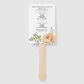 Peach Aquarellfarben Blume Blumenhochzeit Programm Fächer (Rückseite)