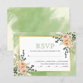 Peach Aquarellfarben Blume Salbei Blütenhochzeit R RSVP Karte