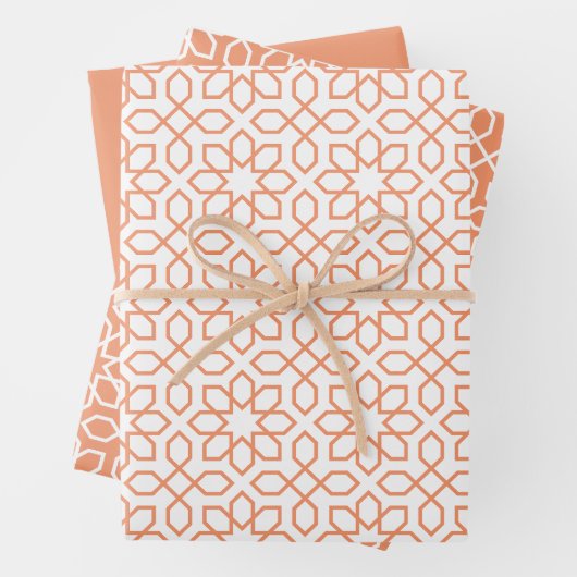 Peach Arabic Geometric Pattern Geschenkpapier Set (Beispiel)