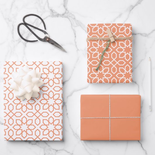 Peach Arabic Geometric Pattern Geschenkpapier Set (Vorderseite)