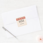 Peach Art Deco Circles Monogram Aufkleber (Umschlag)