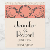 Peach Art Deco Circles Weinlabel Weinetikett (Einzelnes Label)