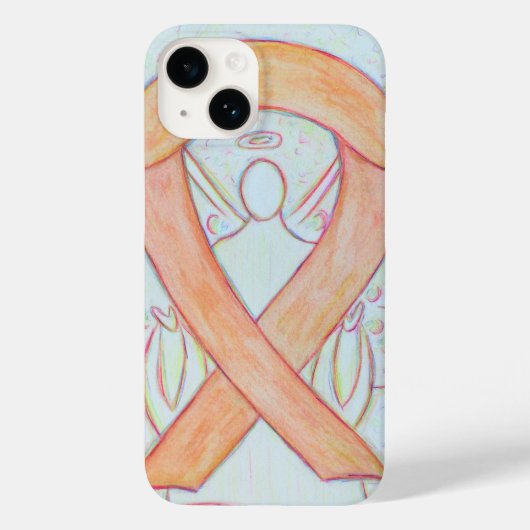 Peach Awareness Ribbon Angel Custom iPhone Case (Rückseite)