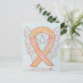 Peach Awareness Ribbon Angel Custom Postcard Postkarte (Stehend Vorderseite)