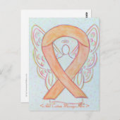 Peach Awareness Ribbon Angel Custom Postcard Postkarte (Vorne/Hinten)