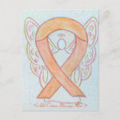 Peach Awareness Ribbon Angel Custom Postcard Postkarte (Vorderseite)