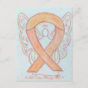 Peach Awareness Ribbon Angel Custom Postcard Postkarte