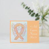 Peach Awareness Ribbon Angel Custom Postcard Postkarte (Stehend Vorderseite)