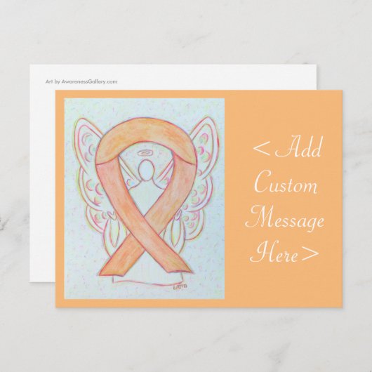 Peach Awareness Ribbon Angel Custom Postcard Postkarte (Vorne/Hinten)
