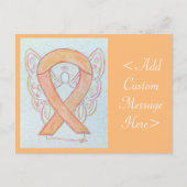 Peach Awareness Ribbon Angel Custom Postcard Postkarte (Vorderseite)