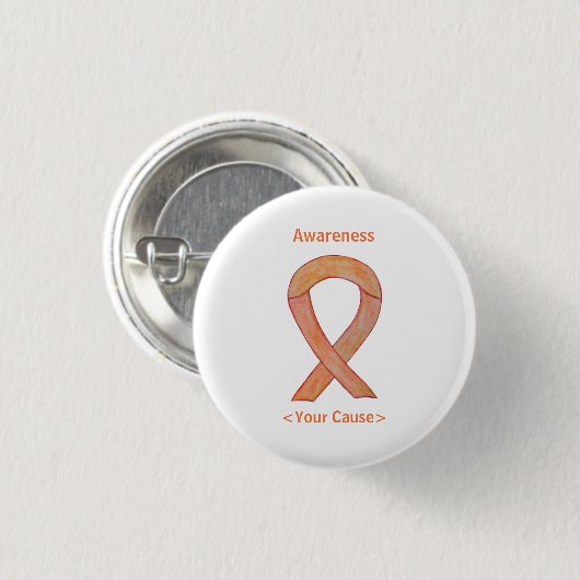 Peach Awareness Ribbon Art Custom Button (Vorne & Hinten)