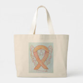 Peach Awareness Ribbon Custom Art Toag Jumbo Stoffbeutel (Rückseite)